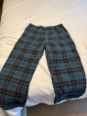 Sonoma Blue and Black Plaid Pants with Orange Stripe